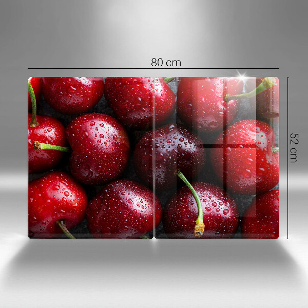 Skärbräda glas Närbild av körsbär