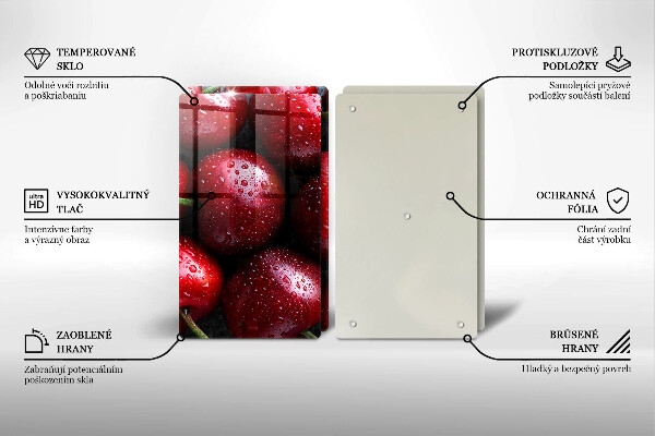 Skärbräda glas Närbild av körsbär