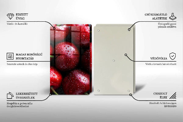 Skärbräda glas Närbild av körsbär
