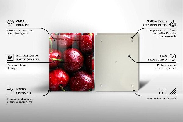Skärbräda glas Närbild av körsbär