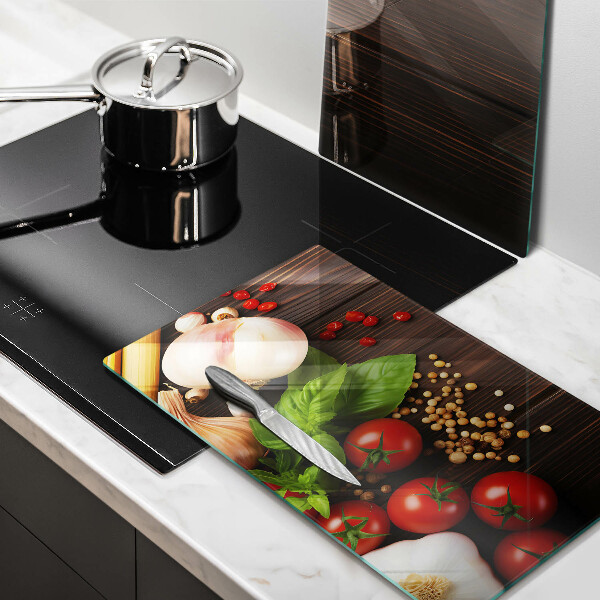 Skärbräda glas Grönsaker på bordet