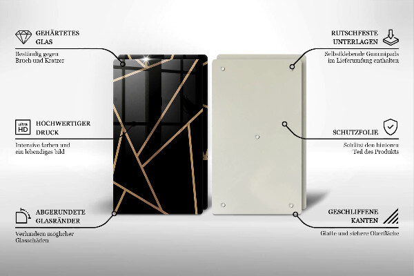 Skärbräda glas Svart abstraktion