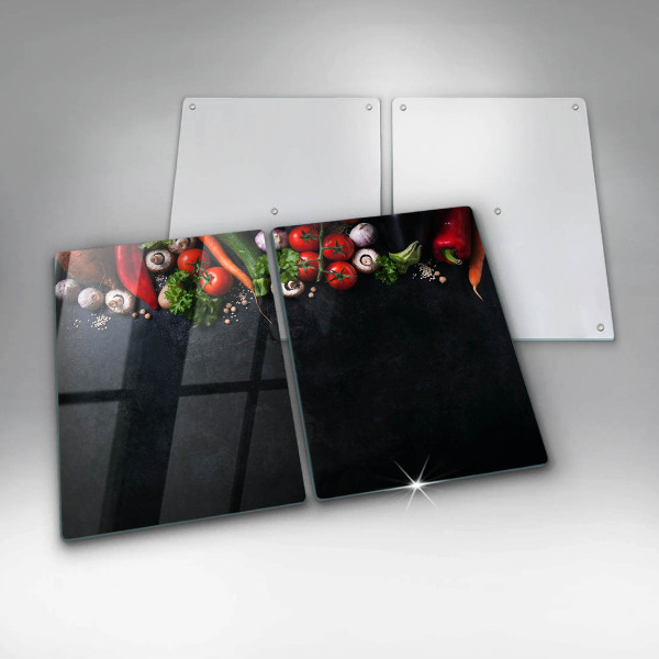 Skärbräda glas Färgglada grönsaker