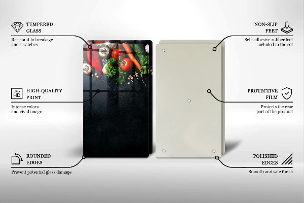 Skärbräda glas Färgglada grönsaker