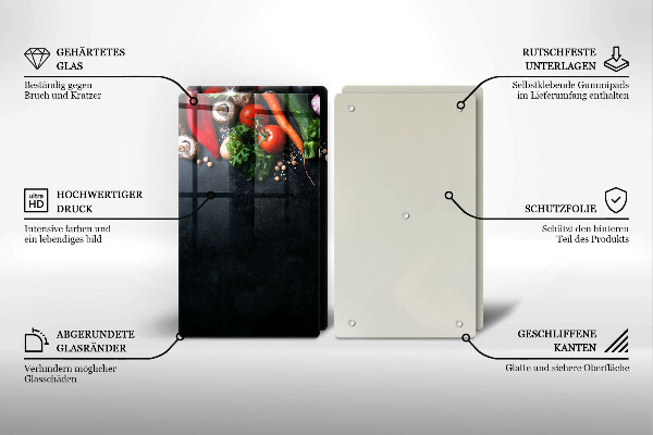 Skärbräda glas Färgglada grönsaker