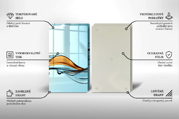 Skärbräda glas Vatten på en blå bakgrund