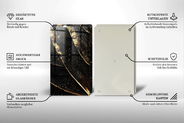 Skärbräda glas Bladguld