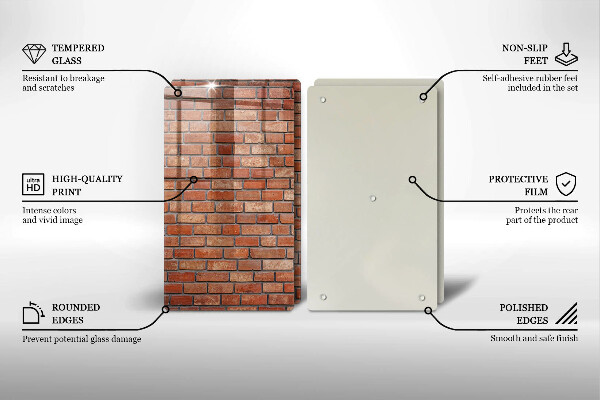 Skärbräda glas Tegelvägg