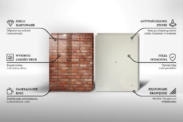 Skärbräda glas Tegelvägg