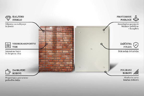 Skärbräda glas Tegelvägg