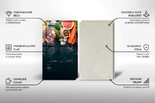 Skärbräda glas Frukt och grönsaker