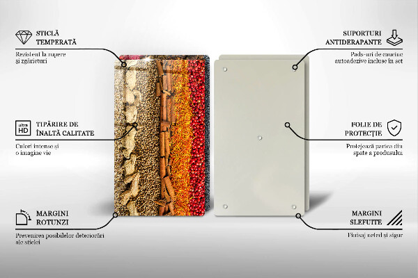Skärbräda glas Färgglada kryddor