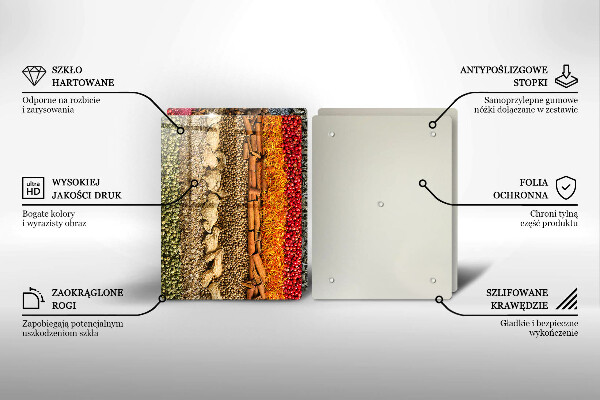 Skärbräda glas Färgglada kryddor