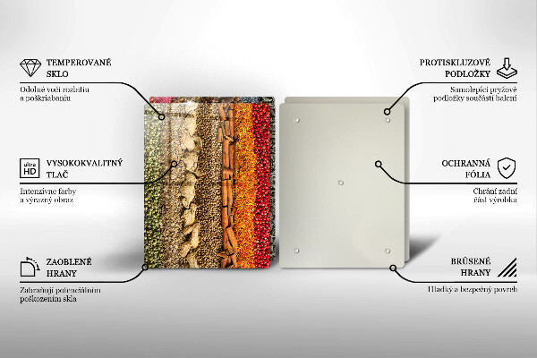 Skärbräda glas Färgglada kryddor