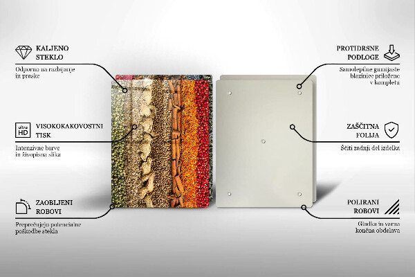 Skärbräda glas Färgglada kryddor