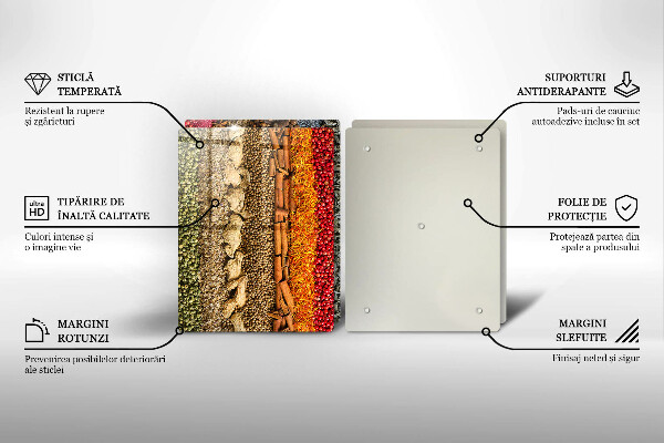 Skärbräda glas Färgglada kryddor