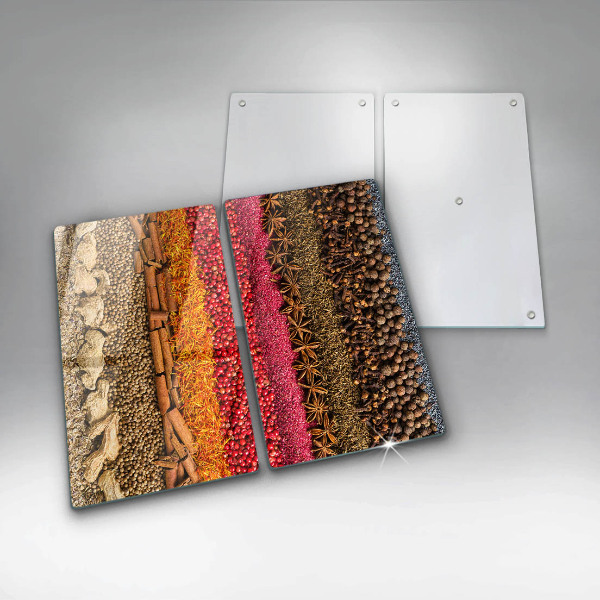 Skärbräda glas Färgglada kryddor