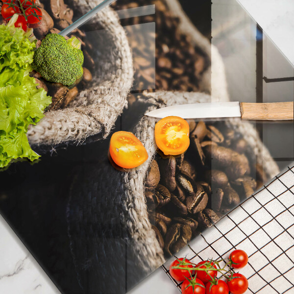 Skärbräda glas Påsar med kaffebönor