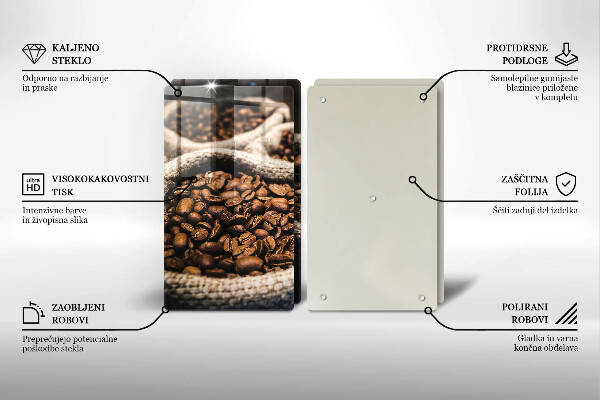 Skärbräda glas Påsar med kaffebönor