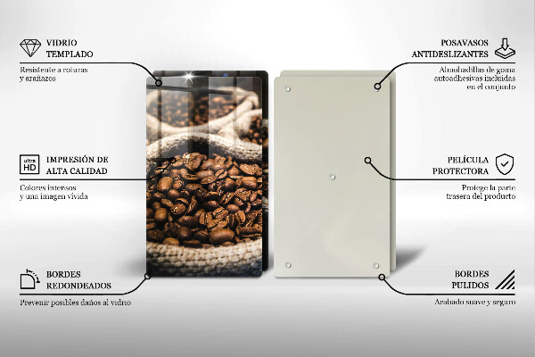 Skärbräda glas Påsar med kaffebönor