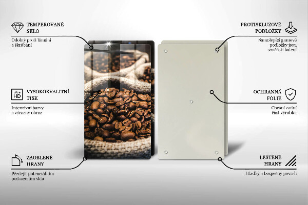 Skärbräda glas Påsar med kaffebönor