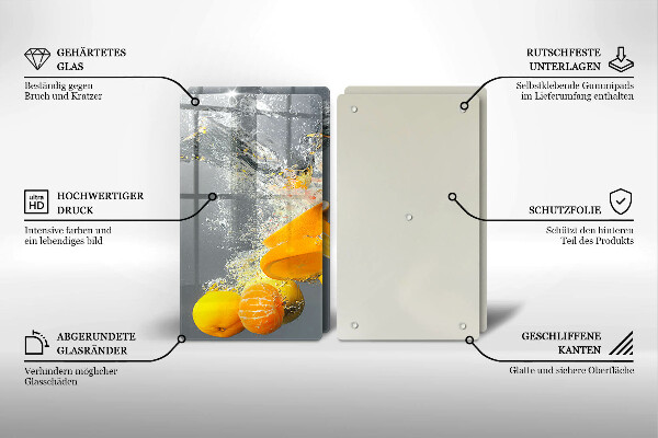 Skärbräda glas Citroner i vatten