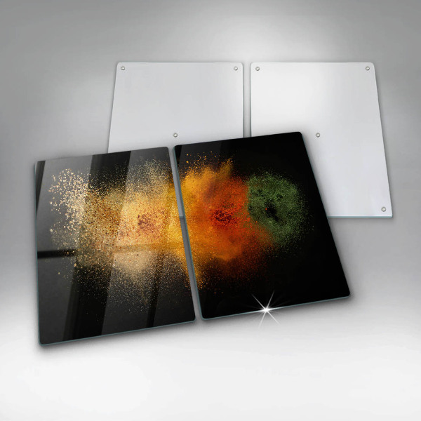 Skärbräda glas Färgglada kryddor