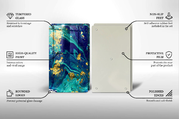 Skärbräda glas Abstraktion med guld