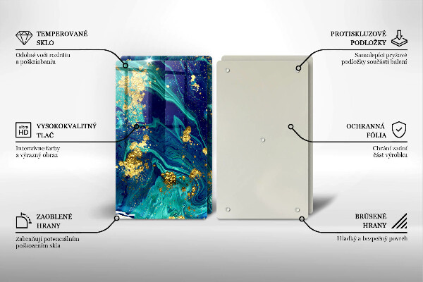 Skärbräda glas Abstraktion med guld