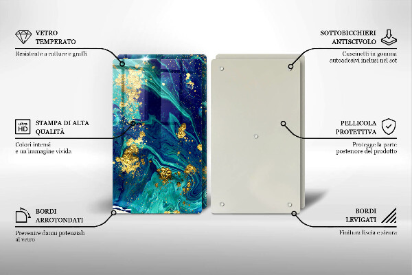 Skärbräda glas Abstraktion med guld