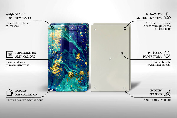 Skärbräda glas Abstraktion med guld