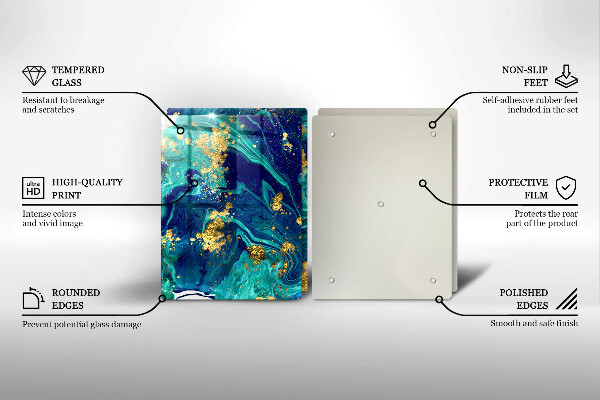 Skärbräda glas Abstraktion med guld