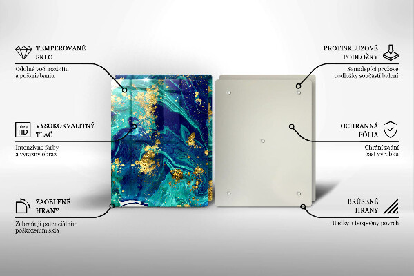 Skärbräda glas Abstraktion med guld