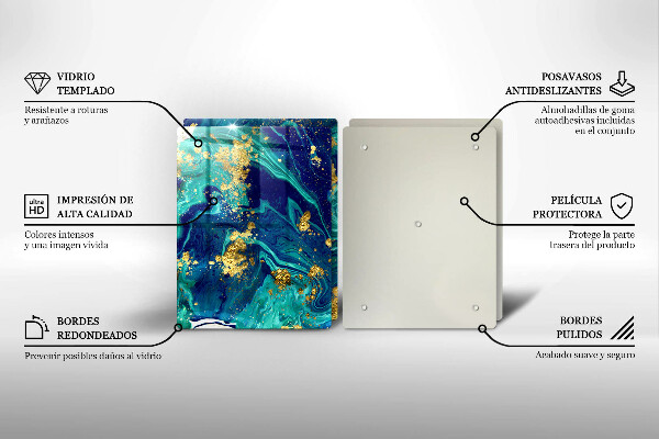 Skärbräda glas Abstraktion med guld