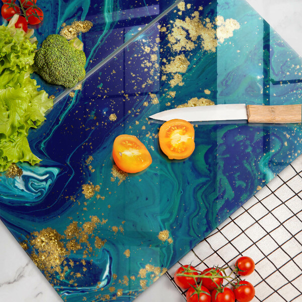 Skärbräda glas Abstraktion med guld