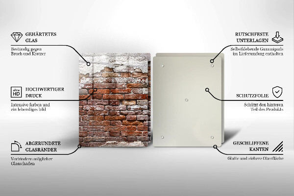 Skärbräda glas Gammal tegel- och betongvägg