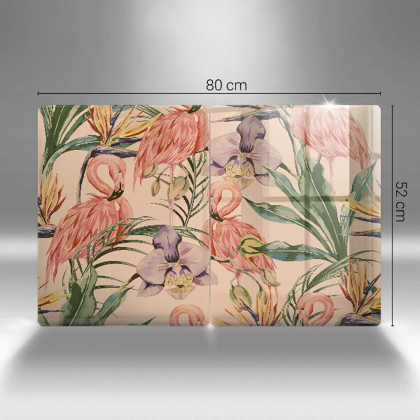 Skärbräda glas Flamingos illustration