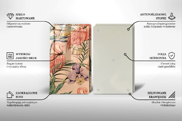 Skärbräda glas Flamingos illustration