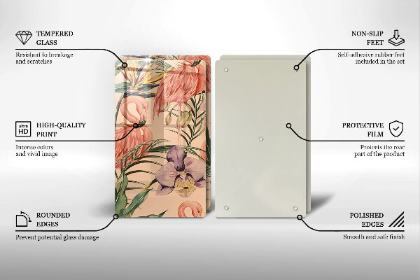 Skärbräda glas Flamingos illustration