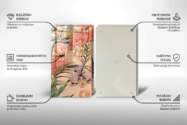 Skärbräda glas Flamingos illustration