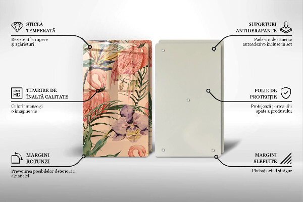 Skärbräda glas Flamingos illustration