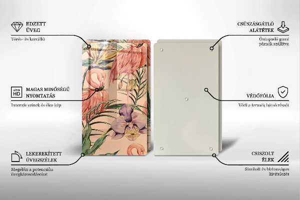 Skärbräda glas Flamingos illustration