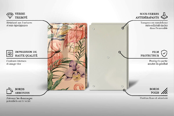 Skärbräda glas Flamingos illustration