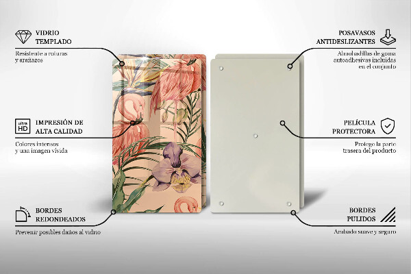 Skärbräda glas Flamingos illustration