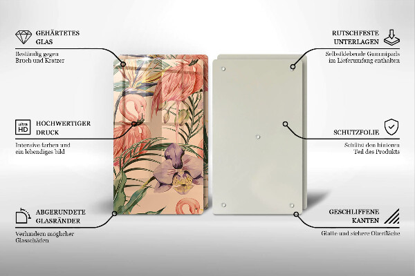 Skärbräda glas Flamingos illustration