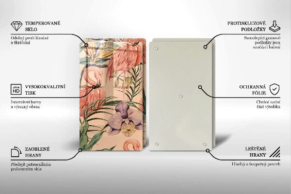 Skärbräda glas Flamingos illustration