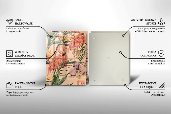 Skärbräda glas Flamingos illustration