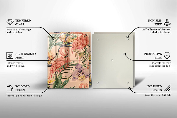 Skärbräda glas Flamingos illustration