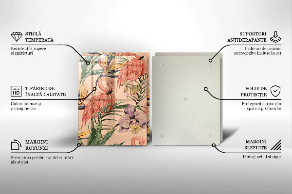 Skärbräda glas Flamingos illustration