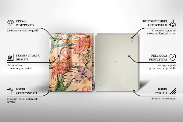 Skärbräda glas Flamingos illustration